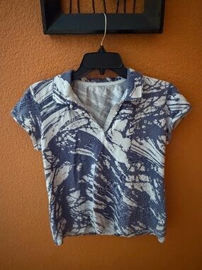 Calvin Klein Navy and White Short-Sleeve Polo Tee